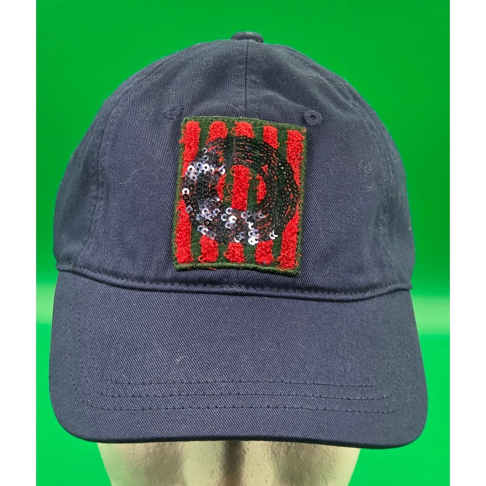 Christopher John Rogers x J Crew Navy Blue Sequin Patch Baseball Cap Hat OS NEW